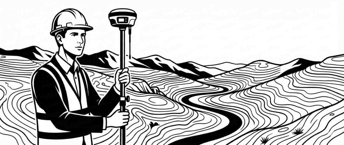 Геодезист выполняет топосъемку земельного участка в Бресте с GNSS-оборудованием