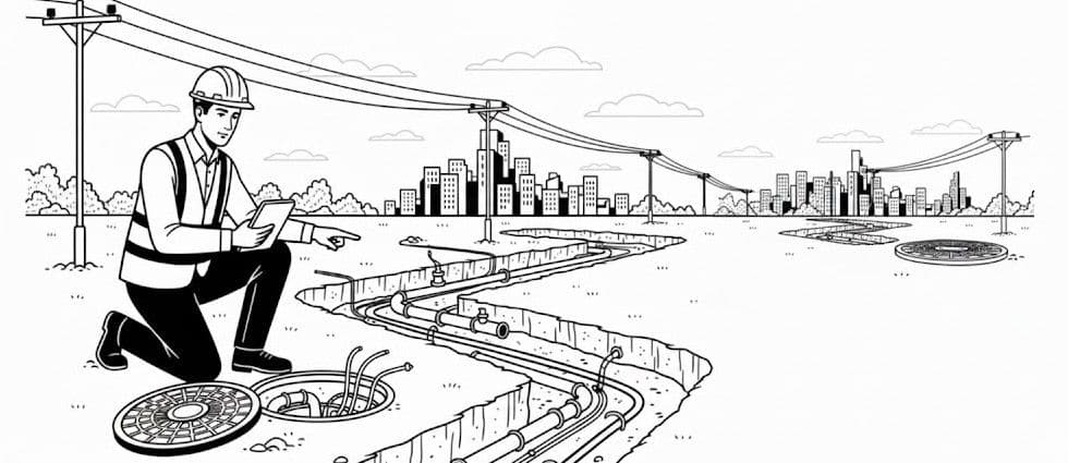 Геодезист составляет топографический план участка с инженерными коммуникациями для газификации